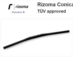 Rizoma Conical 22-29 Aluminum Handlebar, Drag Bar Bend, color Black MA015B